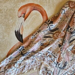 3/$25 Satin Square Scarf Floral Silky Cream Pink Orange